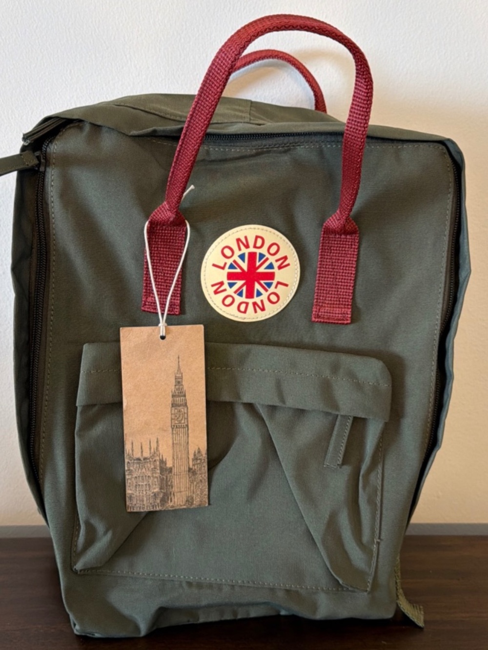 London Backpack Tote Olive W Rust Handles and Straps New with Tags